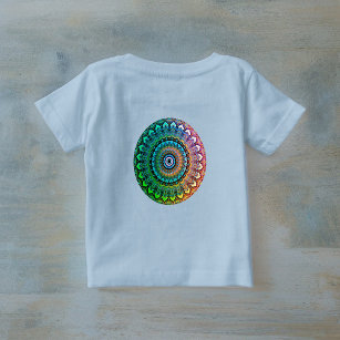 Camiseta De Bebé Corazones boho con colores arcoiris Mandala Baby T