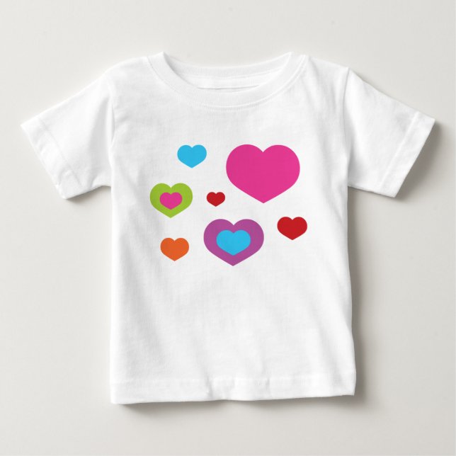 Camiseta De Bebé Corazones coloridos (Anverso)