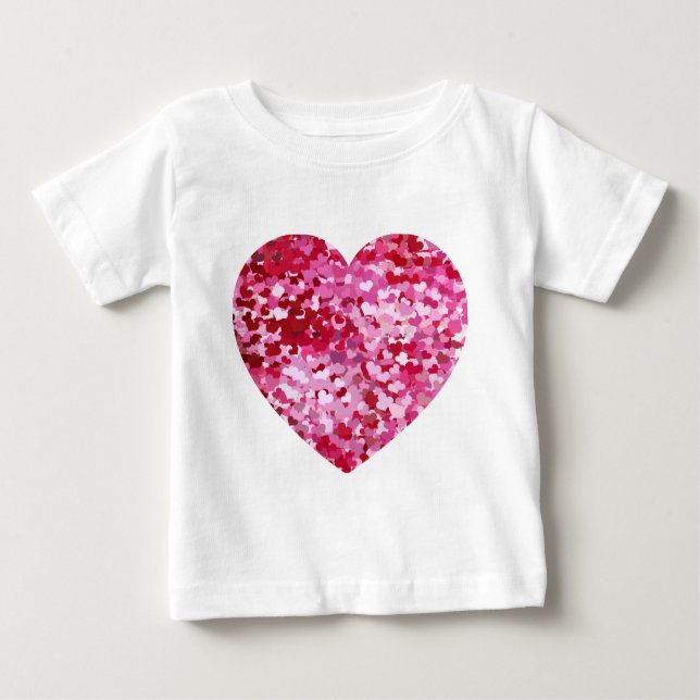 Camiseta De Bebé Corazones confetti rosadas (Anverso)