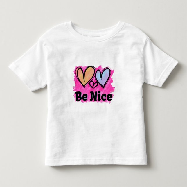 Camiseta De Bebé Corazones de Acuarela Sé Amable (Anverso)