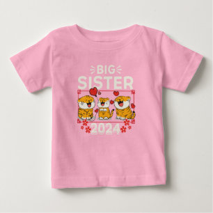 Camiseta De Bebé Corazones de amor de los tigres de la hermana mayo