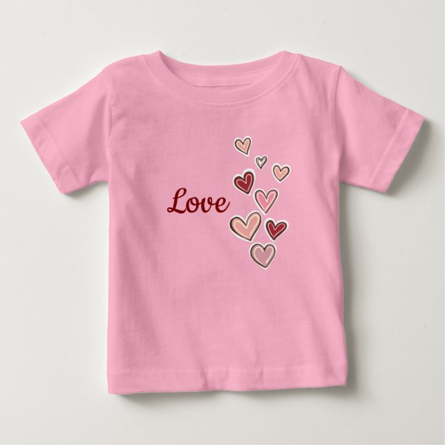 Camiseta De Bebé Corazones de amor rosados rojos (Anverso)