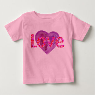 Camiseta De Bebé Corazones de Amor Rosas y Morados
