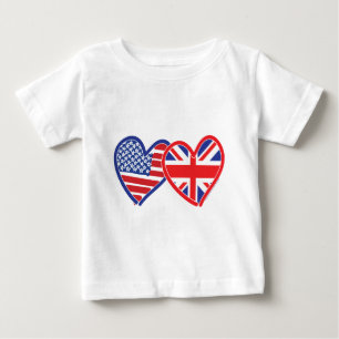 Camiseta De Bebé Corazones de bandera/bandera de la Unión American