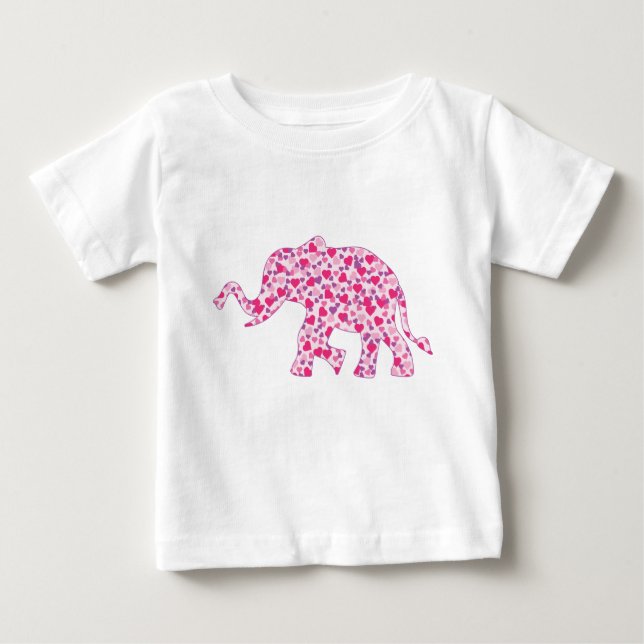 Camiseta De Bebé Corazones de elefantes rosados (Anverso)