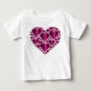 Camiseta De Bebé Corazones de Fucsia Brillantes