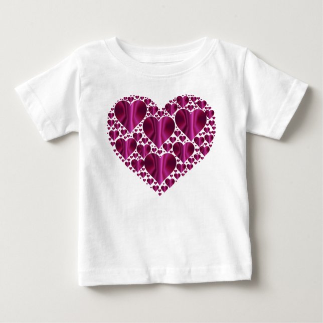 Camiseta De Bebé Corazones de Fucsia Brillantes (Anverso)