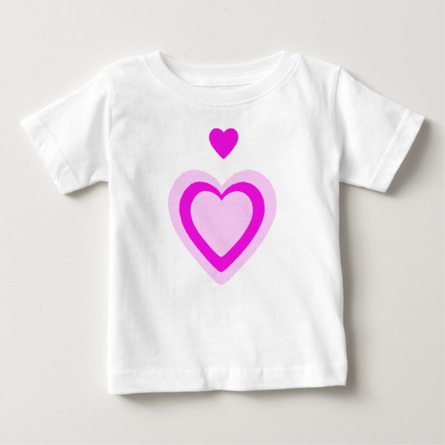 Camiseta De Bebé CORAZONES DE FUCsia ROSA CLARO (Anverso)