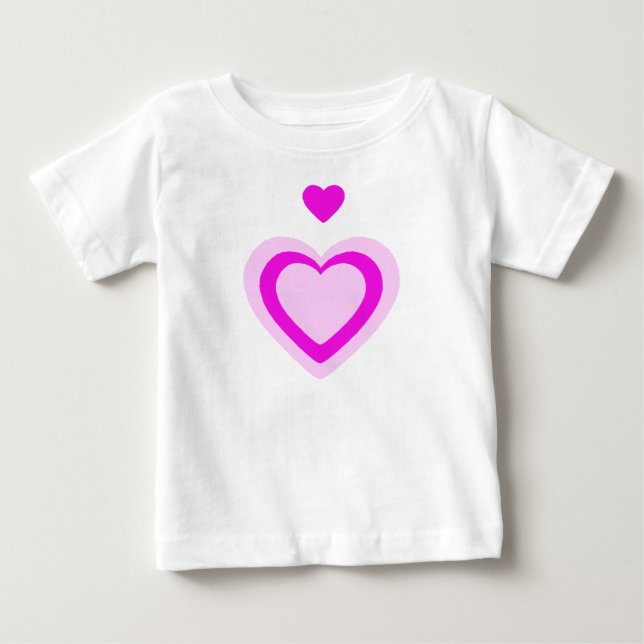 CAMISETA DE BEBÉ CORAZONES DE FUSCIA ROSA CLARO (Anverso)