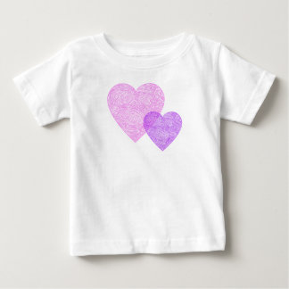 Camiseta De Bebé Corazones de huellas digitales rosadas y púrpuras