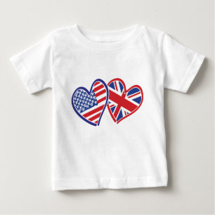 Camiseta De Bebé Corazones de la bandera de amor de Estados Unidos 