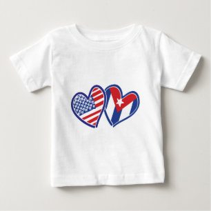 Camiseta De Bebé Corazones de la bandera de EE.UU. CUBA