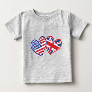Camiseta De Bebé Corazones de la bandera de Estados Unidos y el Rei