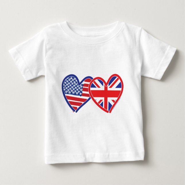 Camiseta De Bebé Corazones de la bandera estadounidense/bandera de  (Anverso)