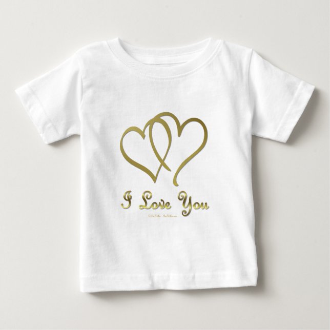 Camiseta De Bebé Corazones de oro entrelazados te amo (Anverso)