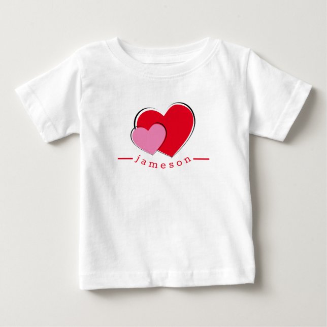 Camiseta De Bebé Corazones de San Valentín personalizados (Anverso)