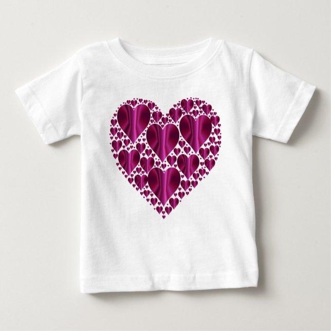 Camiseta De Bebé Corazones Fucsia Brillantes (Anverso)