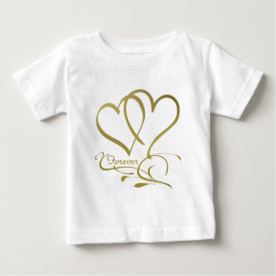 Camiseta De Bebé Corazones para siempre Colores de fondo editables 