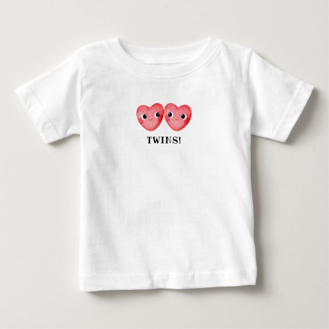 Camiseta De Bebé Corazones Pequeños de Gemelos (Anverso)
