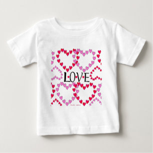 Camiseta De Bebé Corazones Pequeños Rosa Rojo AMOR