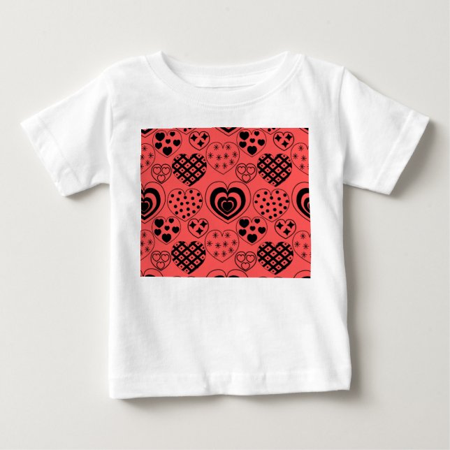 Camiseta De Bebé Corazones repetitivos (Anverso)