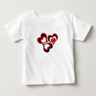 Camiseta De Bebé Corazones, rojo, negro, blanco, El día de San Vale