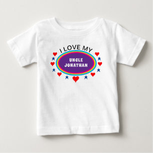Camiseta De Bebé Corazones rojos que amo a mi tío o a cualquiera
