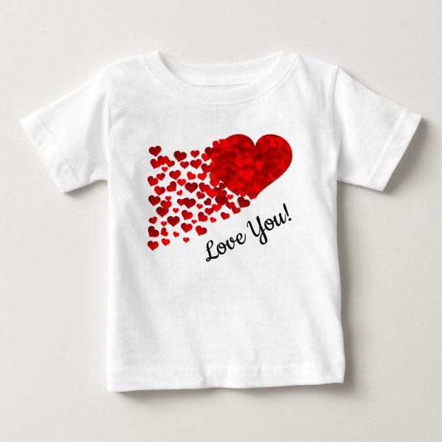 Camiseta De Bebé Corazones Rojos Te Aman (Anverso)