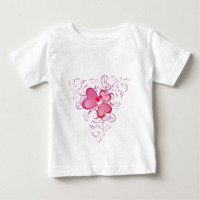 Camiseta De Bebé Corazones rosados (Anverso)