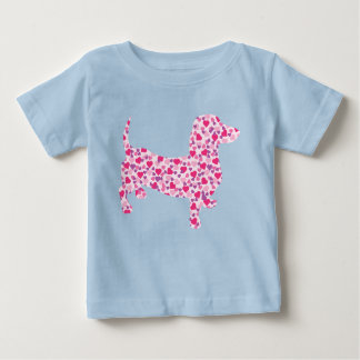 Camiseta De Bebé Corazones rosados Dachshund