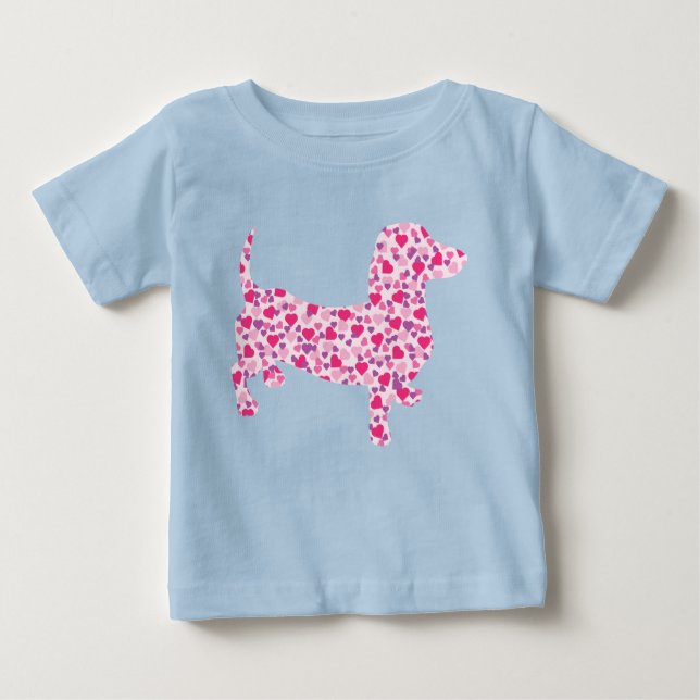 Camiseta De Bebé Corazones rosados Dachshund (Anverso)