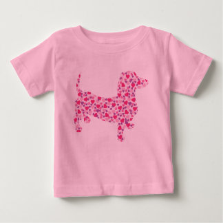 Camiseta De Bebé Corazones rosados Dachshund