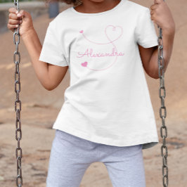 Camiseta De Bebé Corazones Rosas Giratorios Nombre Personalizado