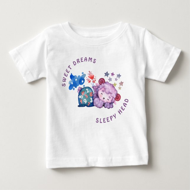 Camiseta De Bebé Corderito lindo Dulces sueños Cabeza dormida Recié (Anverso)