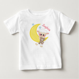 Camiseta De Bebé Corderito lindo en luna creciente con monograma