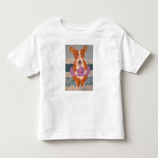Camiseta De Bebé Corgi at the Beach T-Shirt (Anverso)