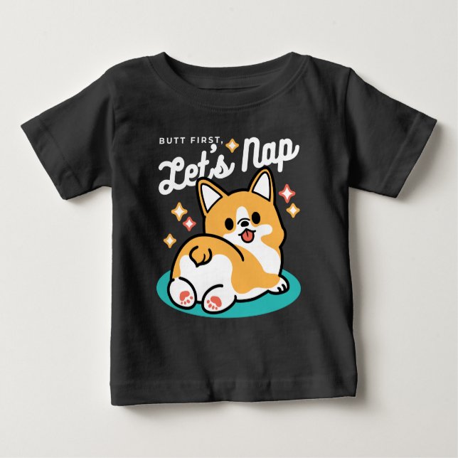 Camiseta De Bebé Corgi Butt y Nap Vibes - Perro durmiente suave (Anverso)