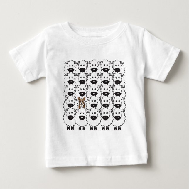 Camiseta De Bebé Corgi en las ovejas (Anverso)
