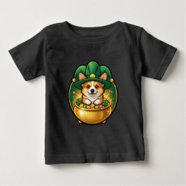 Camiseta De Bebé Corgi Leprechaun Pot of Gold St. Patrick’s Day T