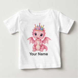 Camiseta De Bebé Corona de dragón princesa rosa personalizada