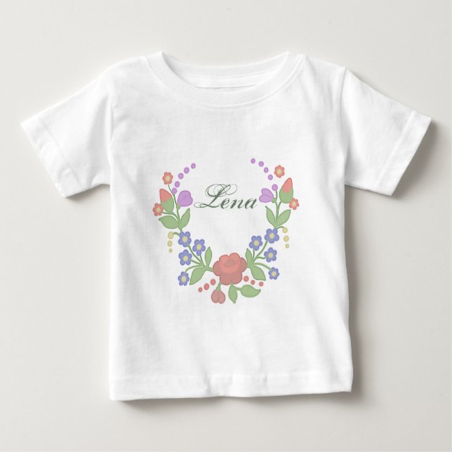 Camiseta De Bebé Corona de flor personalizada (Anverso)