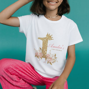 Camiseta De Bebé Corona de oro rosa cumpleaños de la princesa por p