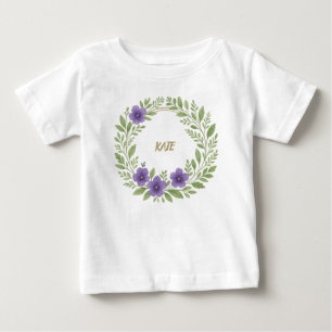 Camiseta De Bebé Corona Floral Personalizada – Nombre a Medida