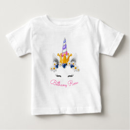 Camiseta De Bebé Corona y Cetro de Flores de Unicornio Princesa Peq