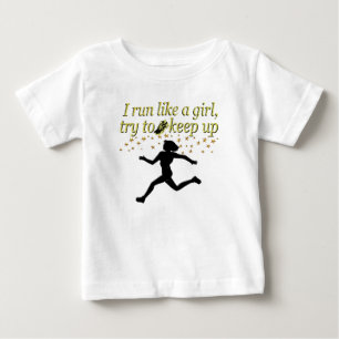 CAMISETA DE BEBÉ CORRE ORO COMO UN CAMPEÓN DISEÑO DE PISTA Y CAMPO