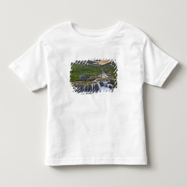 Camiseta De Bebé Corriente en cascada, Parque Nacional Glaciar, (Anverso)