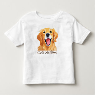 Camiseta De Bebé Corta goldenretriever Dog Happy Face Expression na