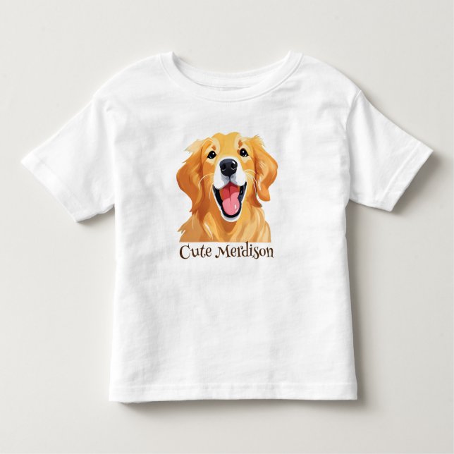 Camiseta De Bebé Corta goldenretriever Dog Happy Face Expression na (Anverso)