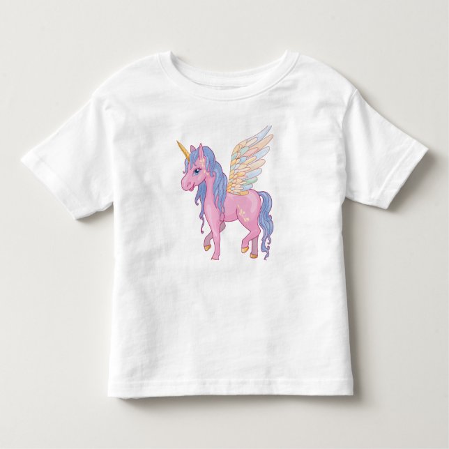 Camiseta De Bebé Corta Unicornio con alas arco iris ilustracion (Anverso)