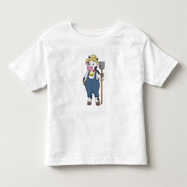 Camiseta De Bebé Cow as Farmer with Pitchfork (Anverso)